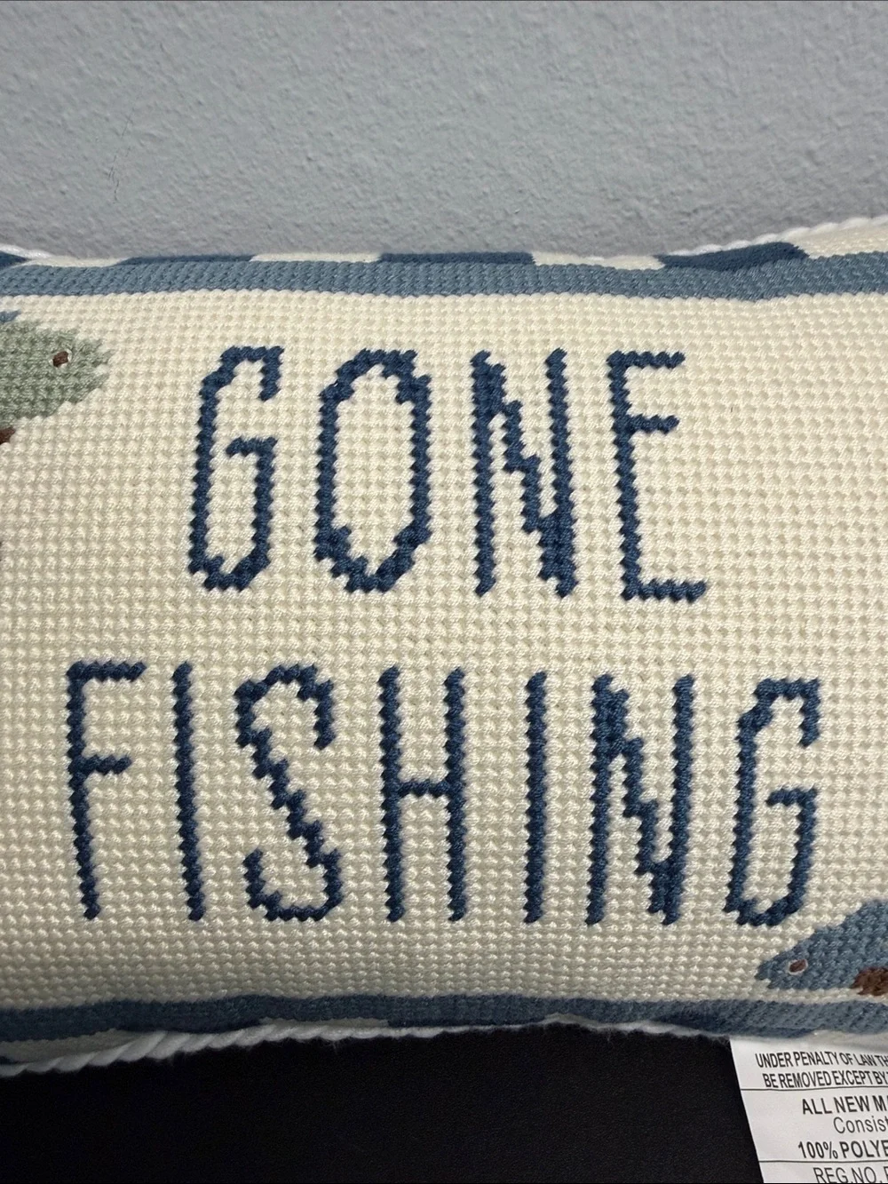 Micheal Strahan | “Gone Fishing” 🎣 Embroidered Pillow